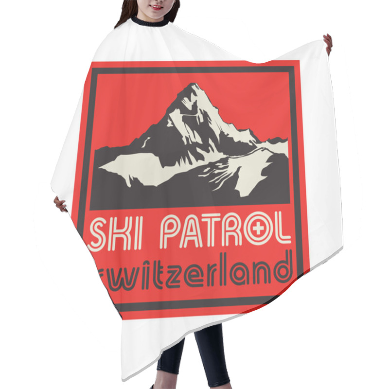 Personality  Mountain Sign Or Symbol With Text Ski Patrol, Switzerland Hair Cutting Cape