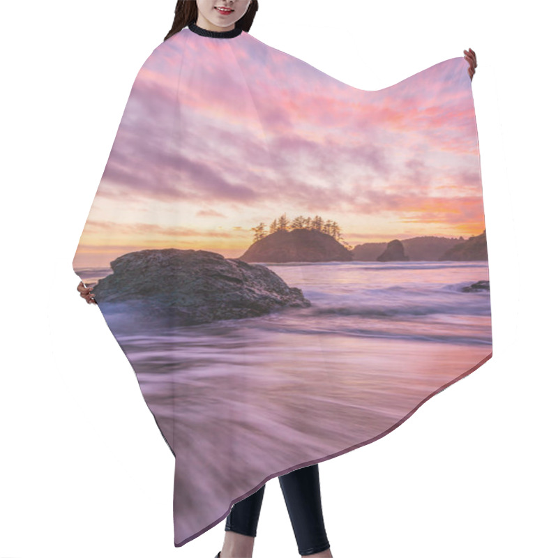 Personality  Sunset At A Rocky Pacific Northwest Beach Hair Cutting Cape