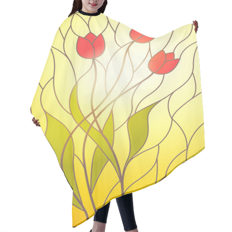 Personality  Stained Glass With Floral Motif Hair Cutting Cape