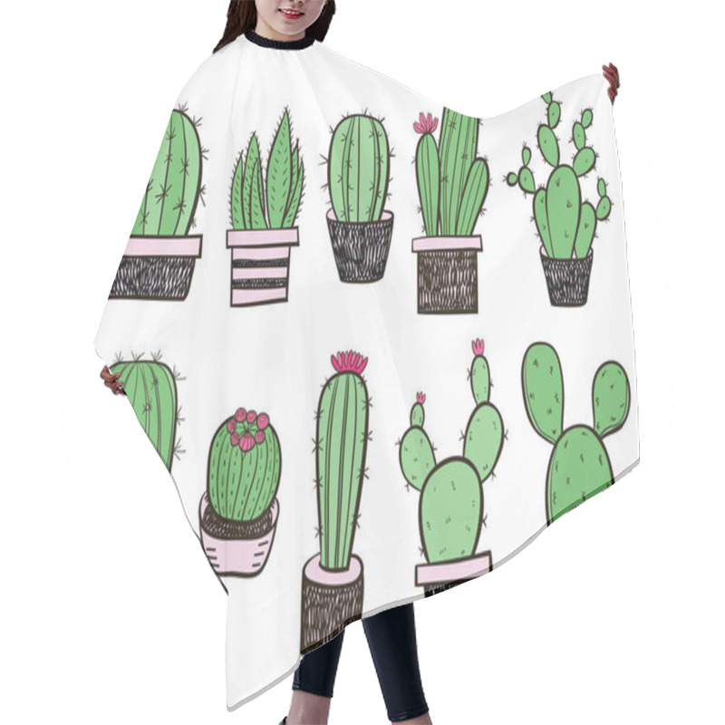 Personality  Hand Drawn Cactus Plants Collection Hair Cutting Cape