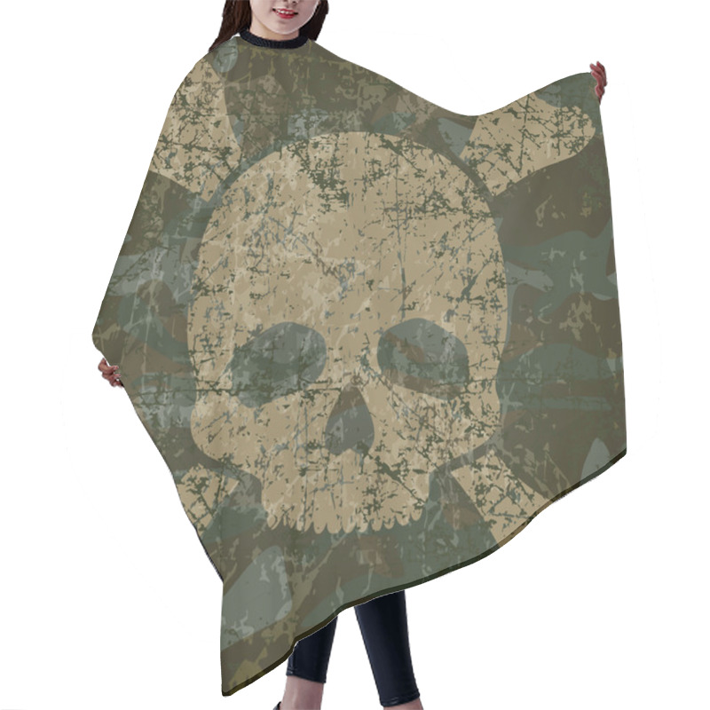 Personality  Military Background With Skull And Crossbones Hair Cutting Cape