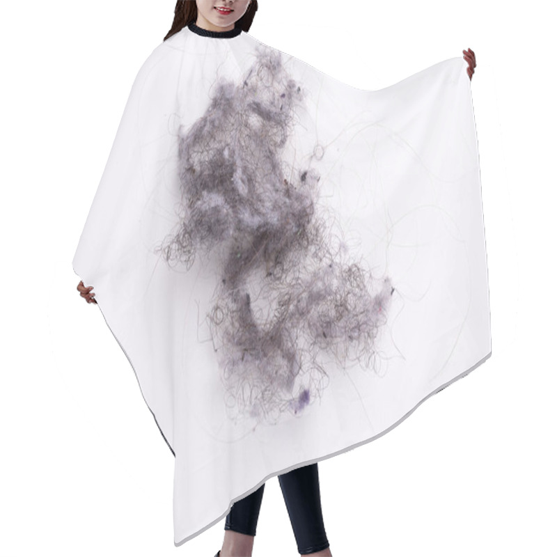 Personality  Dust And Hair Create A Tangled Mess On A White Background, Highlighting The Importance Of Regular Cleaning And Vacuuming Hair Cutting Cape