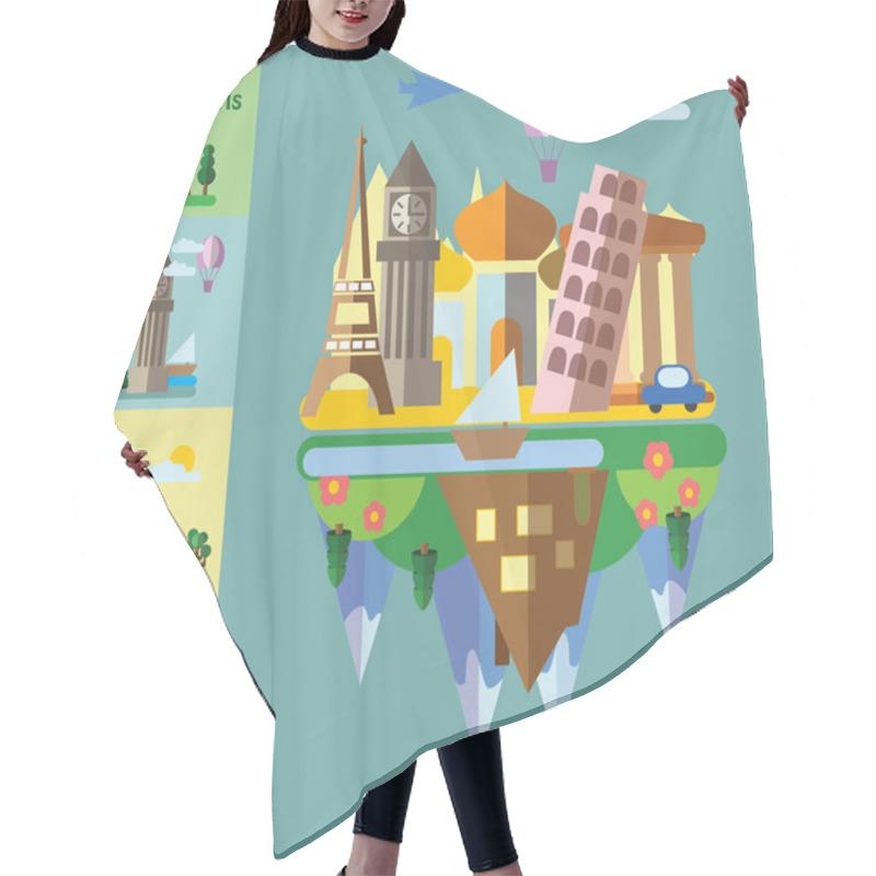 Personality  Landscapes In Flat Style   Hair Cutting Cape