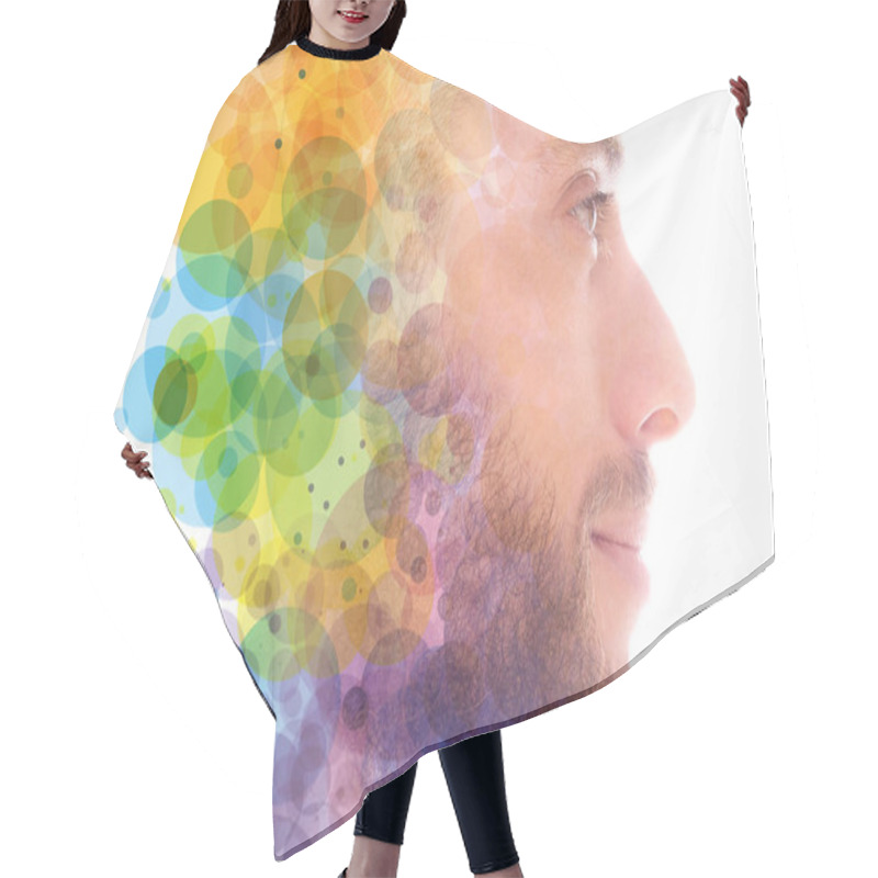 Personality  A Portrait Combined With A Digital Illustration Hair Cutting Cape