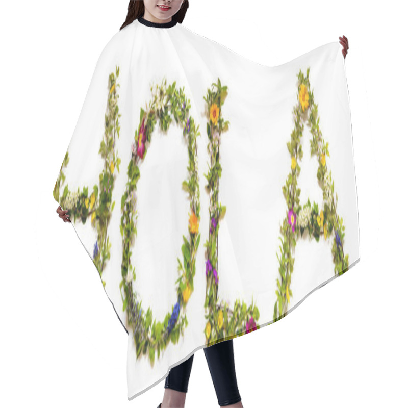 Personality  Flower And Blossom Letter Building Word Hola Means Hello Hair Cutting Cape