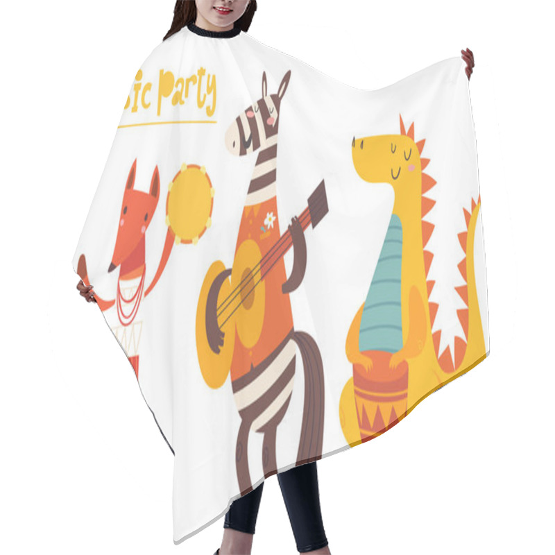 Personality  Music Party , Wild Animals Cartoon  Hair Cutting Cape