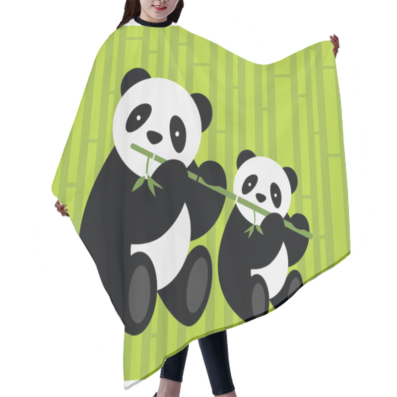 Personality  Two Pandas. Vector Illustration. Hair Cutting Cape