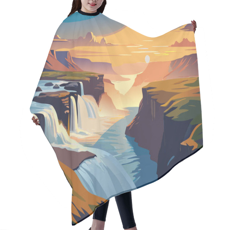 Personality  Beautiful Landscape Of Iceland. Vector Illustration Hair Cutting Cape