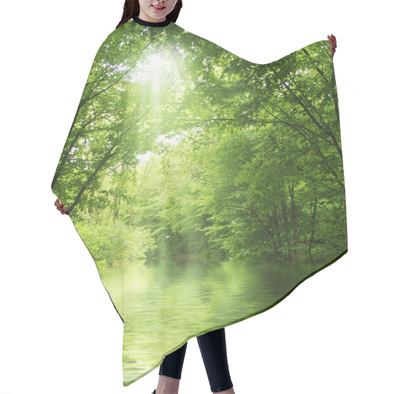 Personality  Sunbeam In Green Forest With Water Hair Cutting Cape