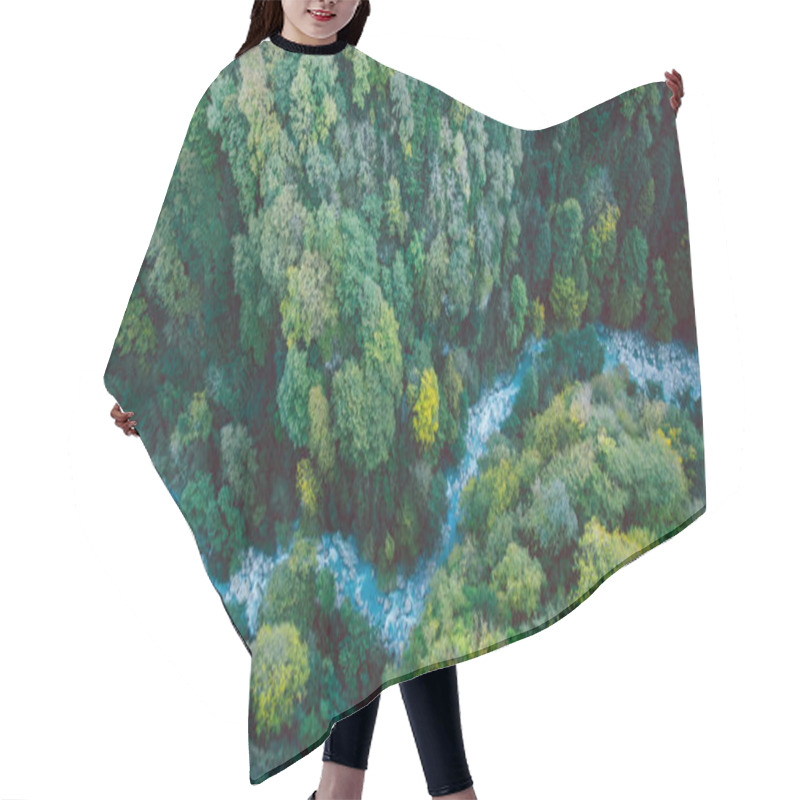 Personality  Aerial View Of A River And Forest In Georgia Hair Cutting Cape