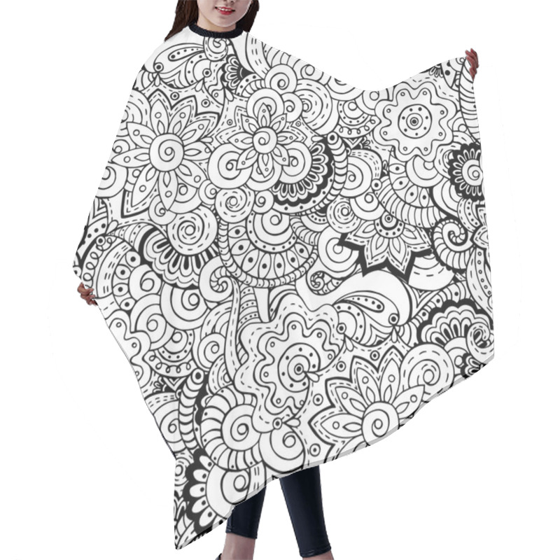 Personality  Seamless Asian Floral Retro Background Pattern. Hair Cutting Cape