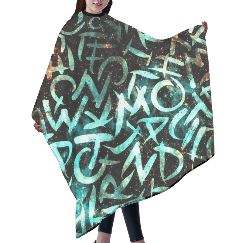 Personality  Letters Seamless Pattern. Fashion Hand Drawn  Hair Cutting Cape