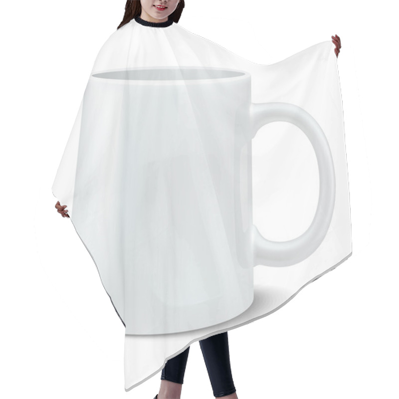 Personality  Vector Illustration Of Photorealistic White Cup Hair Cutting Cape