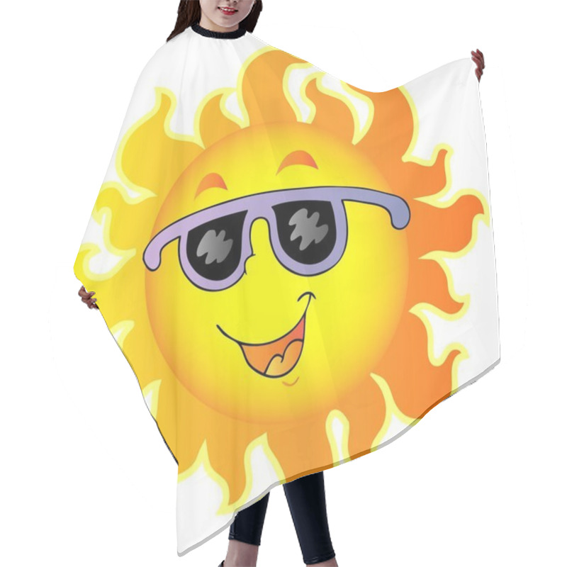 Personality  Happy Sun With Sunglasses Hair Cutting Cape