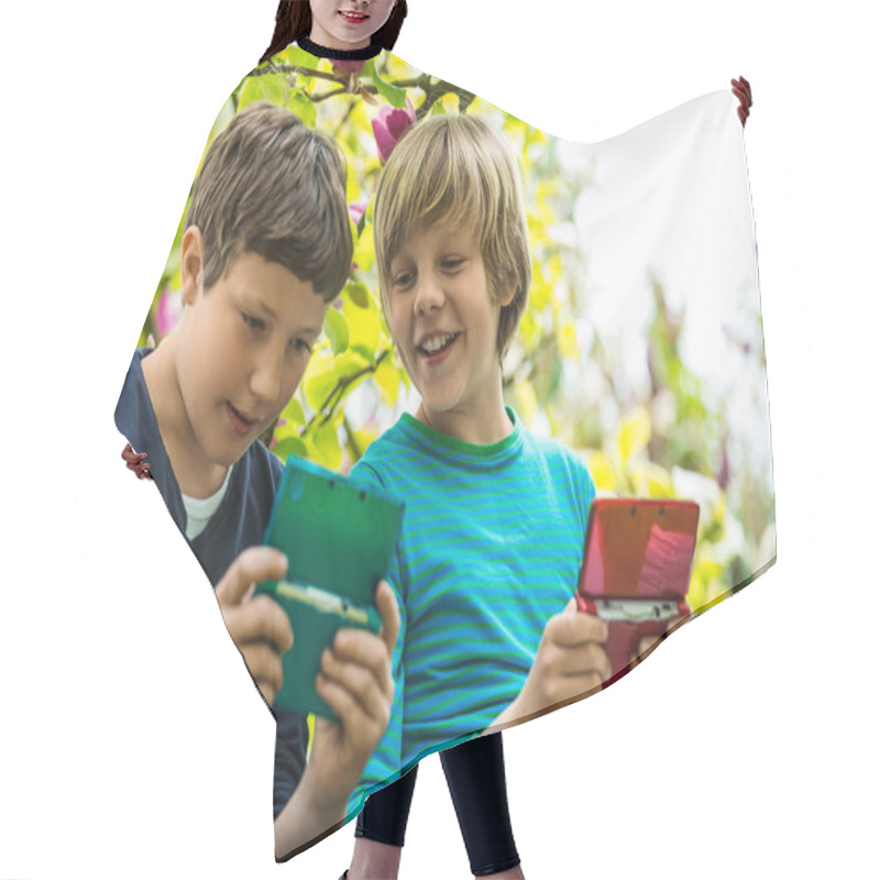 Personality  Two Boys On Tree Playing Games Hair Cutting Cape