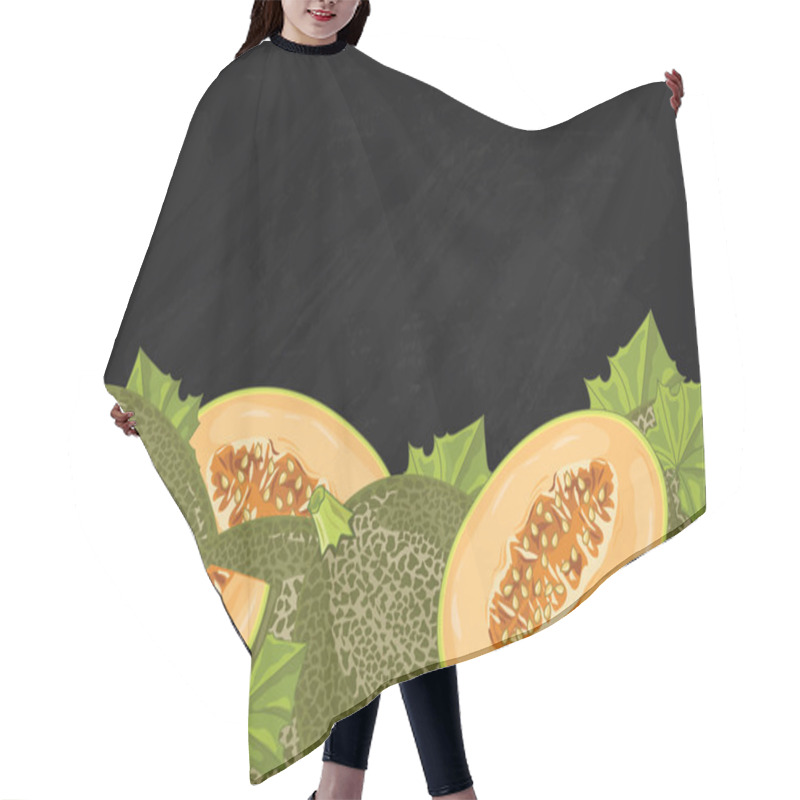 Personality  Melon Fruit Composition On Chalkboard, Vector Hair Cutting Cape