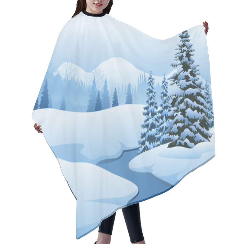 Personality  Beautiful Winter Landscape Hair Cutting Cape