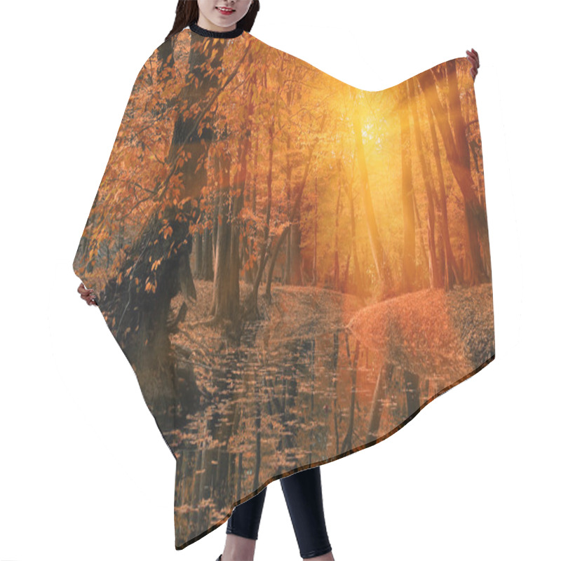 Personality  River In Autumn Forest Hair Cutting Cape