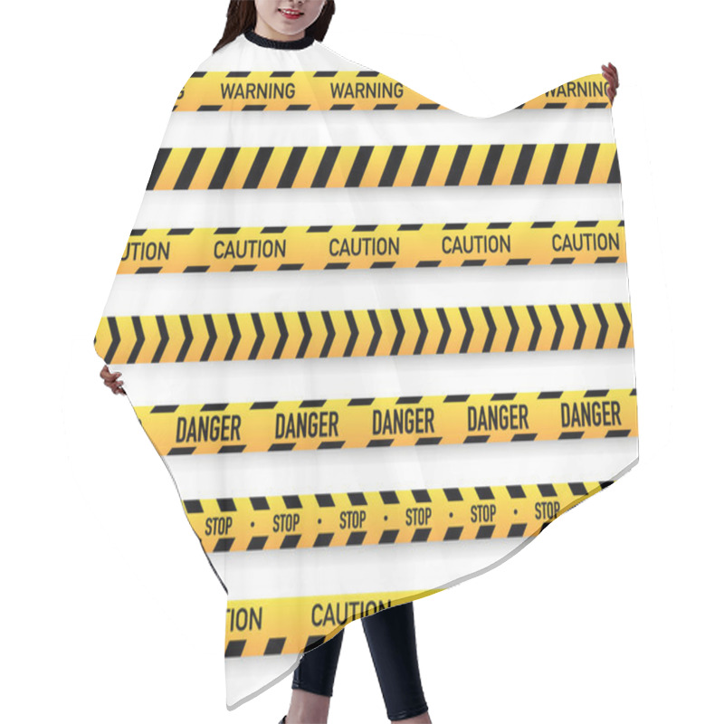 Personality  Black And Yellow Police Stripe. Vector Illustration Hair Cutting Cape