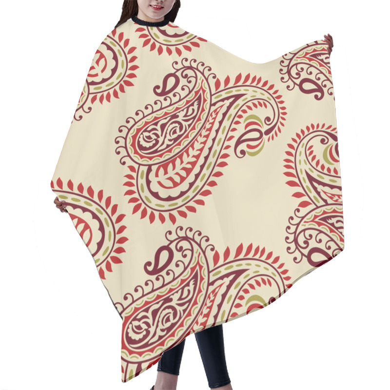 Personality  Traditional Oriental Seamless Paisley Pattern Hair Cutting Cape