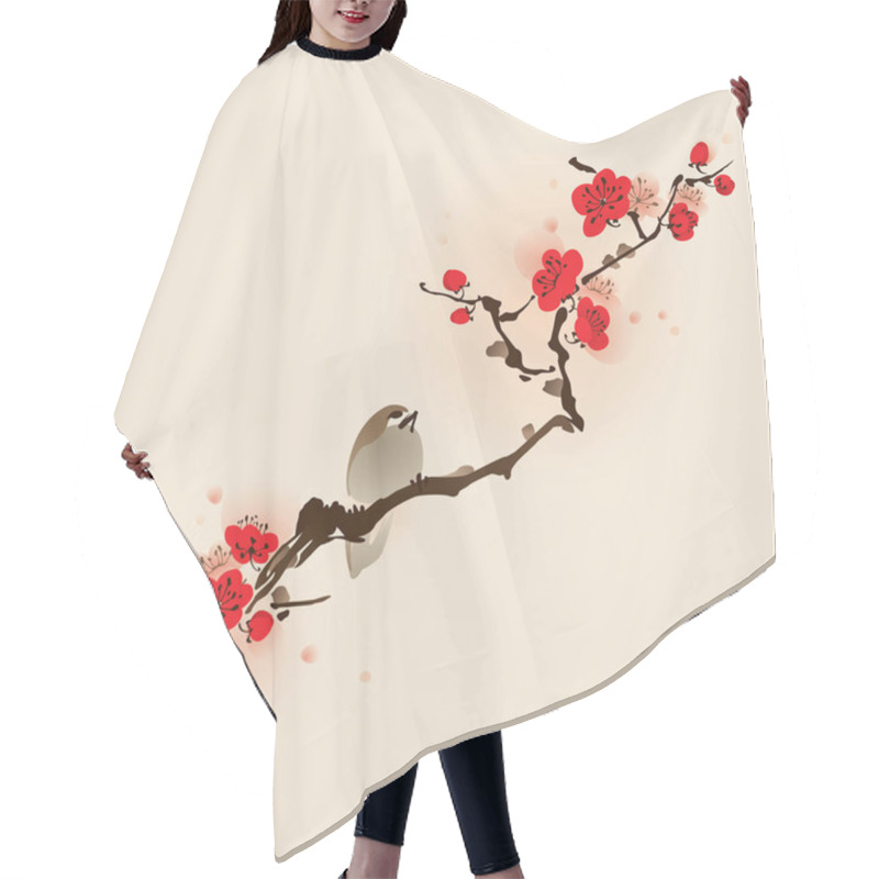 Personality   Bird On Blossoming Plum Branch Hair Cutting Cape