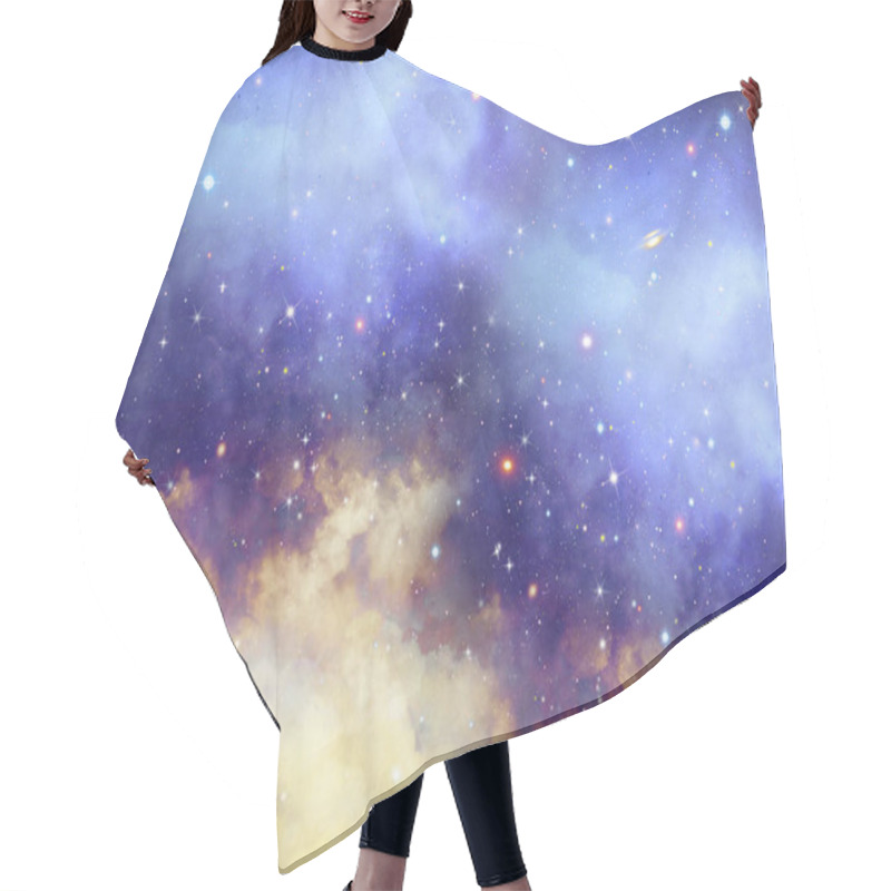 Personality  Luminous Cosmic Space. Galaxy With Planets On Starry Night. Astrological Abstract Background. Hair Cutting Cape