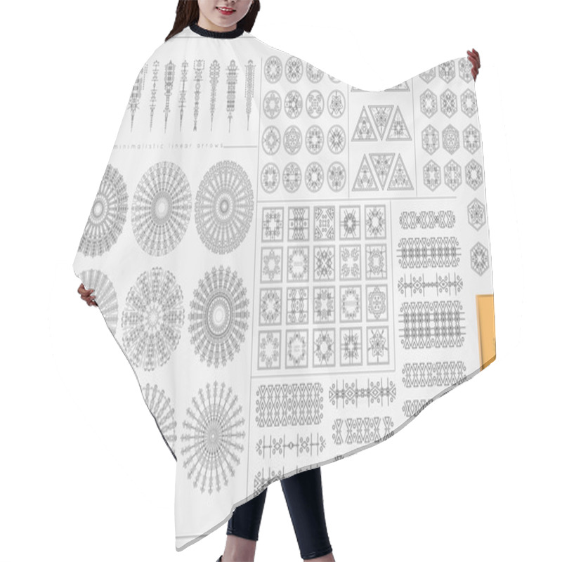 Personality  Set Of Minimal Geometric Monochrome Shapes. Hair Cutting Cape