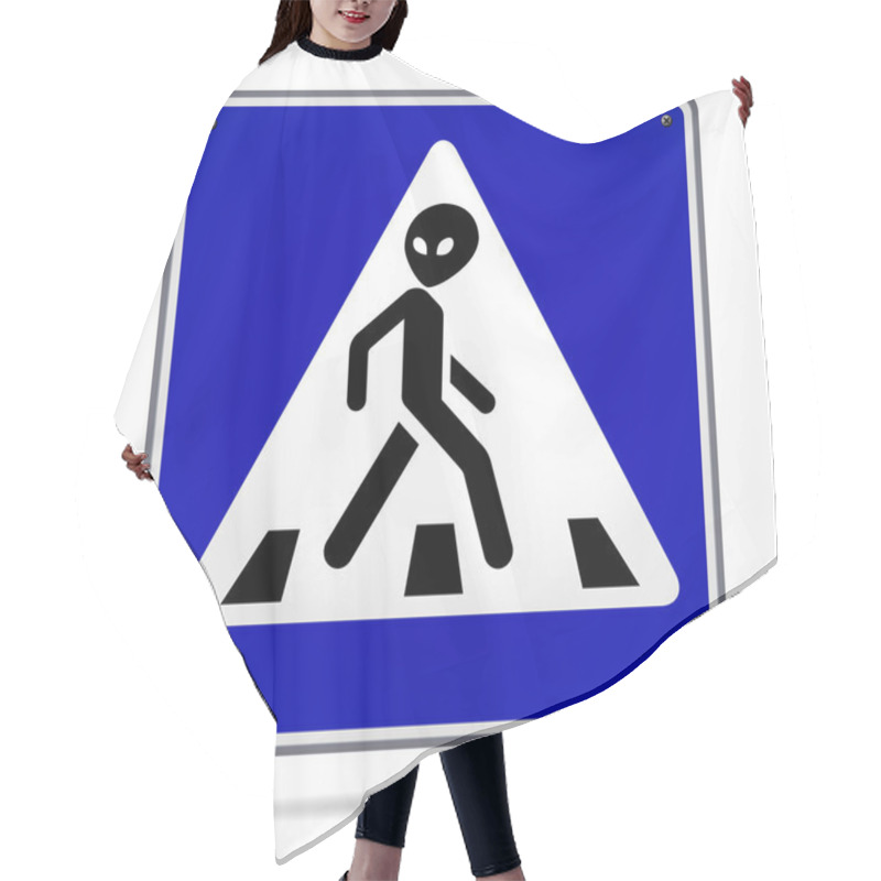 Personality  Alien Crossing Sign Hair Cutting Cape