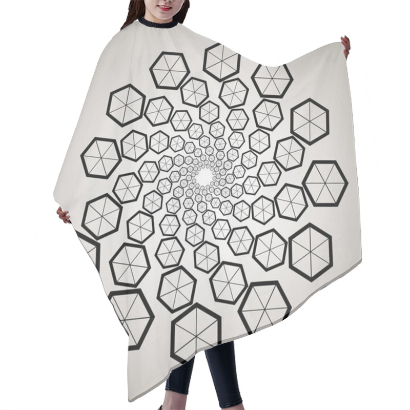 Personality  Swirl, Vortex Background. Rotating Spiral. Pattern Of A Whirling Of Hearts. Icon, Hexahedron, Round Dance, Honeycomb, Bees, Geometric, Contour Hair Cutting Cape