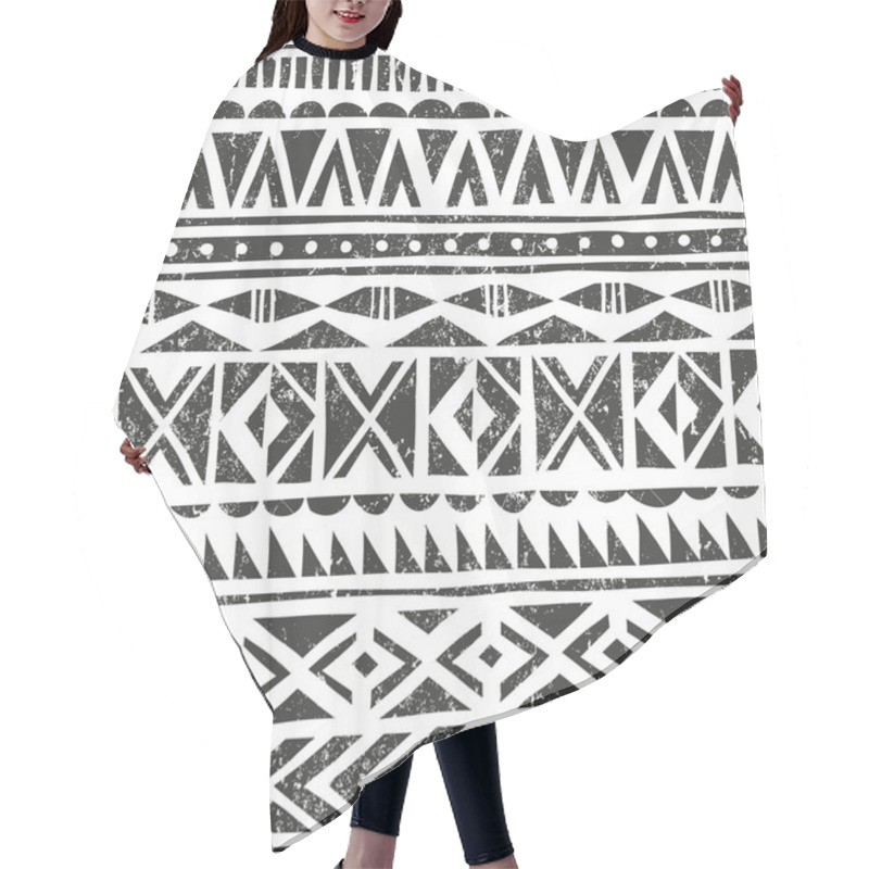 Personality  Vector Hand Drawn Tribal Print. Primitive Geometric Background In Grunge Style. Hair Cutting Cape