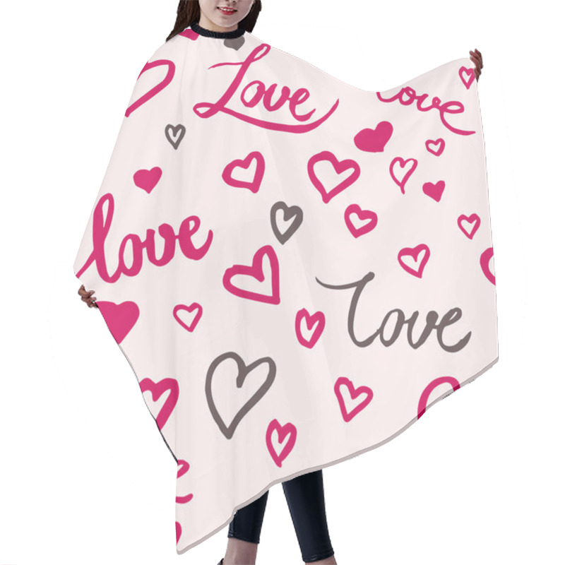 Personality   Hand Written Love Vector, Sketched Hearts Hair Cutting Cape