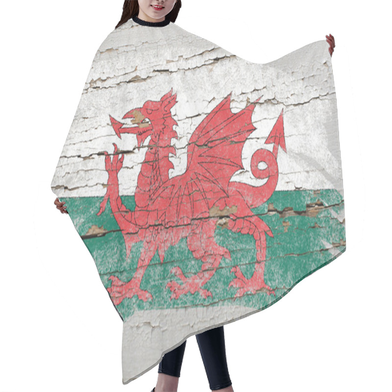 Personality  Flag Of Wales On Grunge Wooden Texture Painted With Chalk Hair Cutting Cape