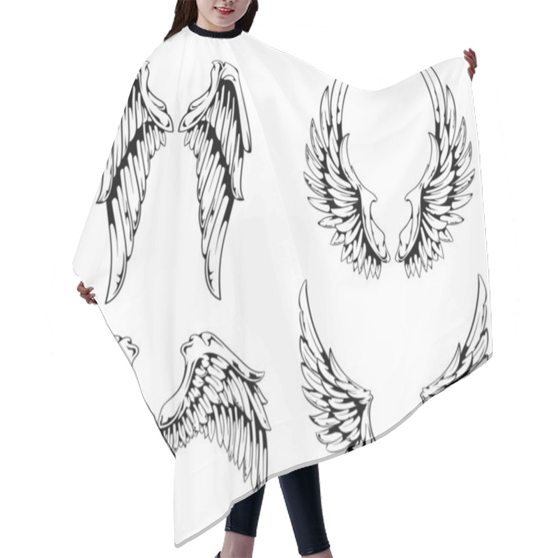 Personality  Vector Set Of Wings Hair Cutting Cape