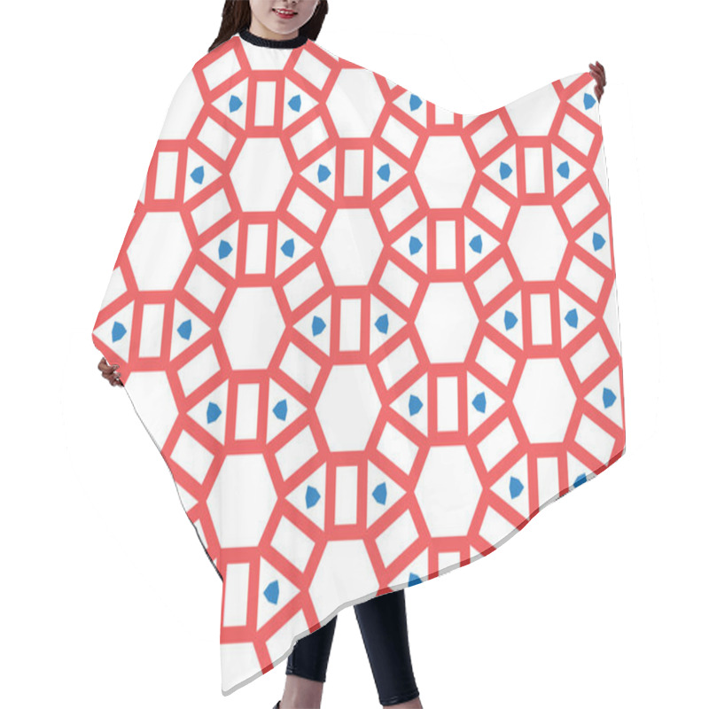 Personality  Vector Seamless Geometric Pattern. Shaped Red And Blue Hexagons, Hair Cutting Cape