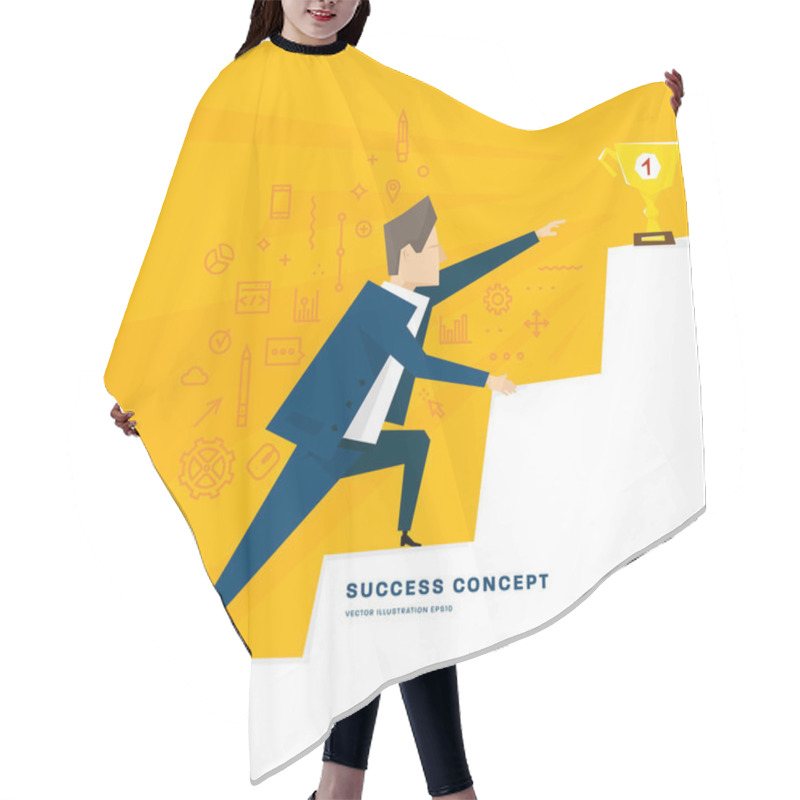 Personality  Businessman Climbing To Success Hair Cutting Cape