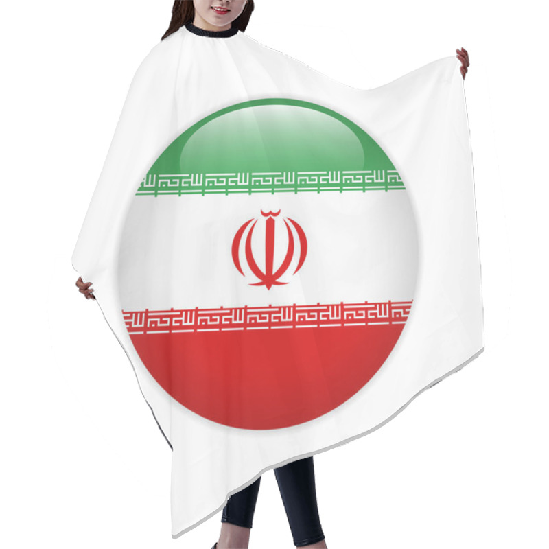 Personality  Iran Flag On Button Hair Cutting Cape