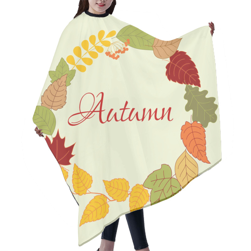 Personality  Frame With Autumn Leaves And Rowan Fruits Hair Cutting Cape