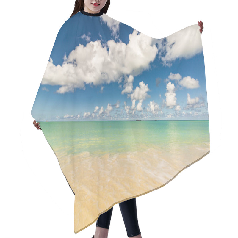 Personality  Caribbean Beach With White Sand, Deep Blue Sky And Turquoise Water Hair Cutting Cape