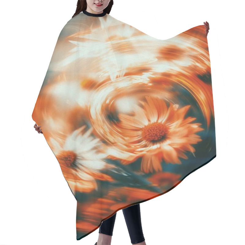 Personality  Vibrant Swirling Daisies In A Dreamy Orange Hue. Hair Cutting Cape