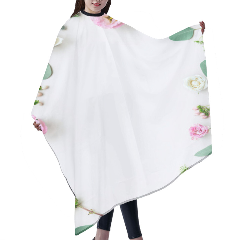 Personality  Avalanche Roses Frame On White Background Hair Cutting Cape