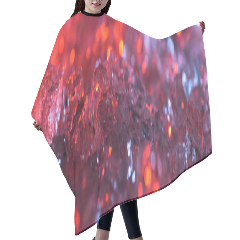 Personality  Close Up View Of Abstract Red And Purple Crystal Textured Background, Panoramic Shot Hair Cutting Cape