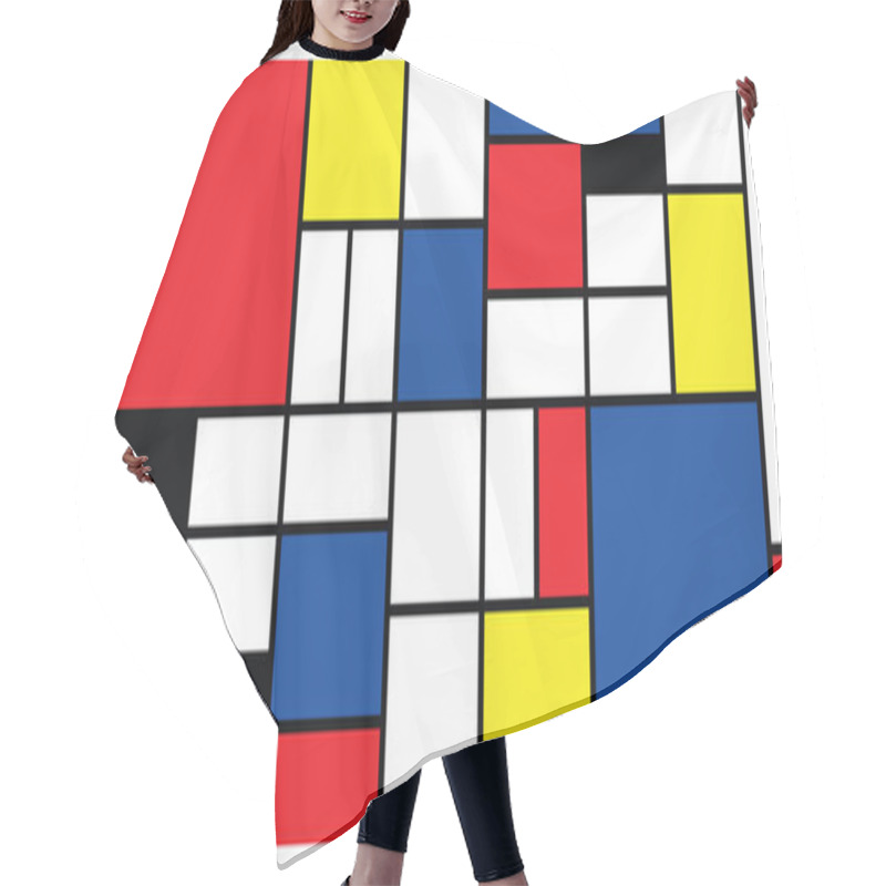 Personality  Checkered Piet Mondrian Style Emulation. The Netherlands Art History And Holland Painter. Dutch Mosaic Or Checker Line Pattern Banner Or Card. Geometric Seamless Elements Retro Pop Art Pattern  Hair Cutting Cape