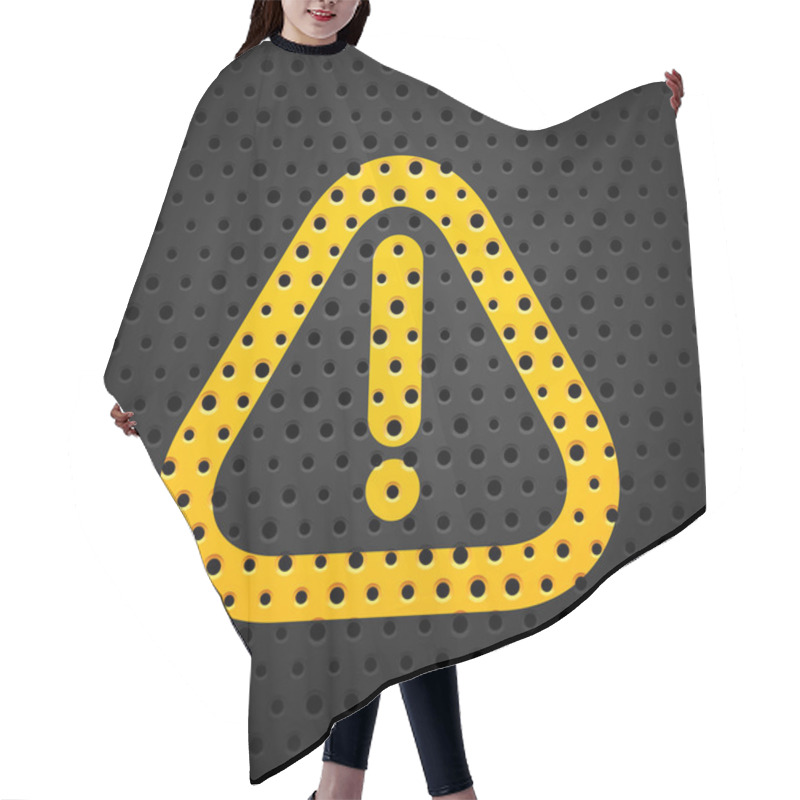 Personality  Attention Yellow Sign On Black Texture Hair Cutting Cape