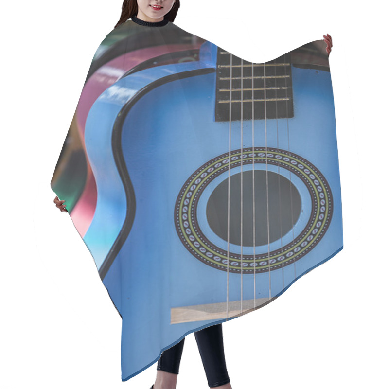 Personality  Acoustic Guitars On Dispay Hair Cutting Cape