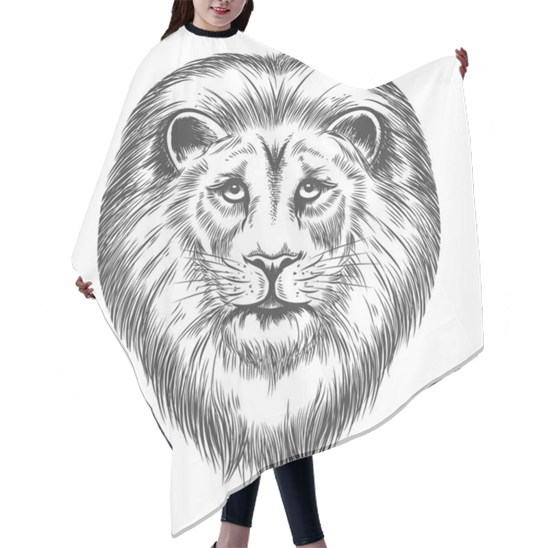 Personality  Hand Drawn Lion Head Hair Cutting Cape