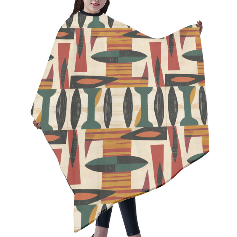 Personality  The Seamless Pattern Background Is Inspired By African Tribal Patterns, Intricate Geometric Shapes, And Tribal Symbols. Hair Cutting Cape