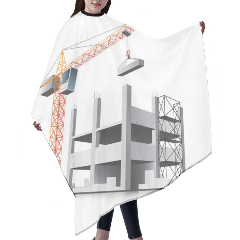 Personality  Building Construction With Crane Hair Cutting Cape