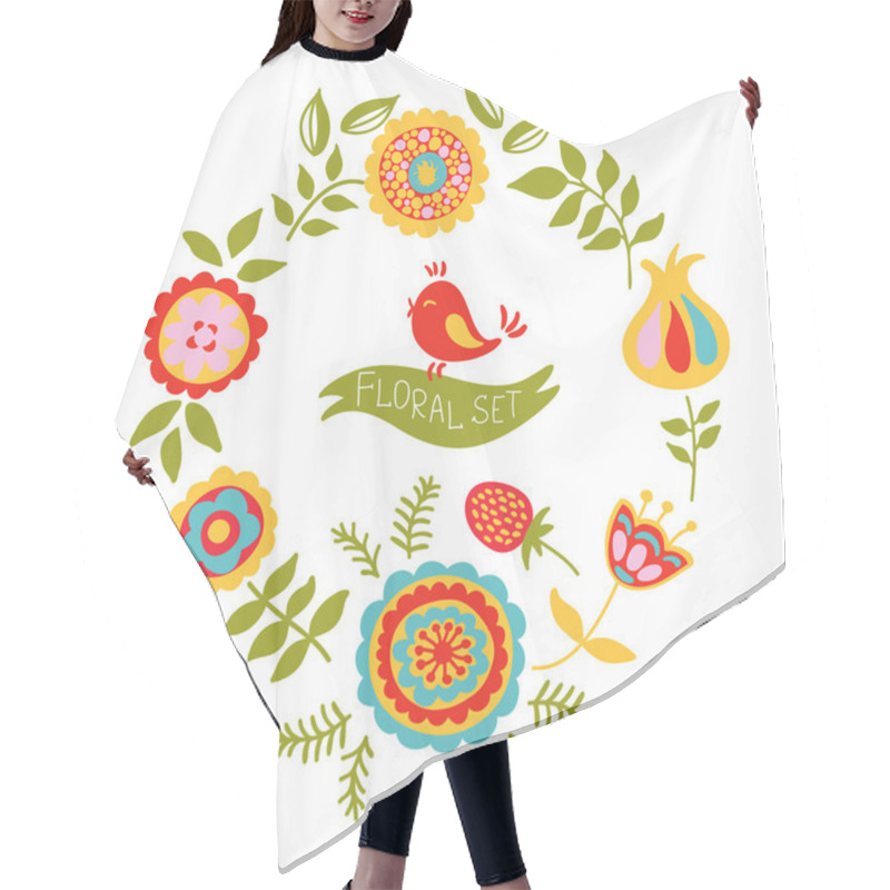 Personality  Card With Floral Wreath And Bird Hair Cutting Cape