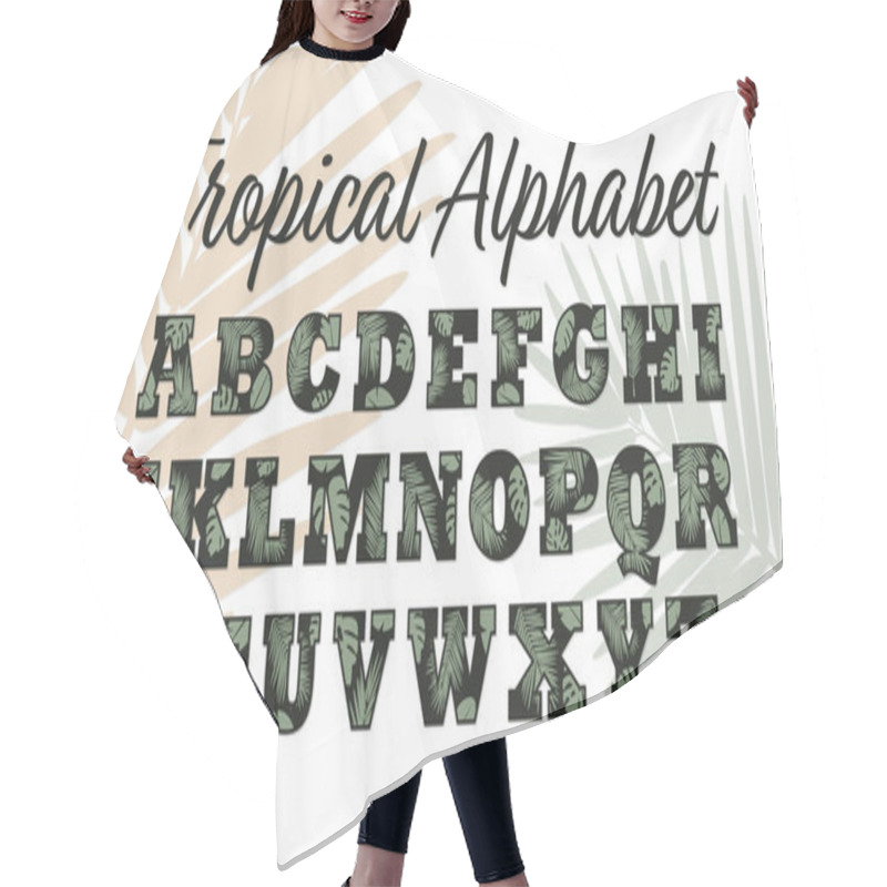 Personality  Tropical Alphabet Palm Leaves Letters Summer Monogram Jungle Abc Hair Cutting Cape