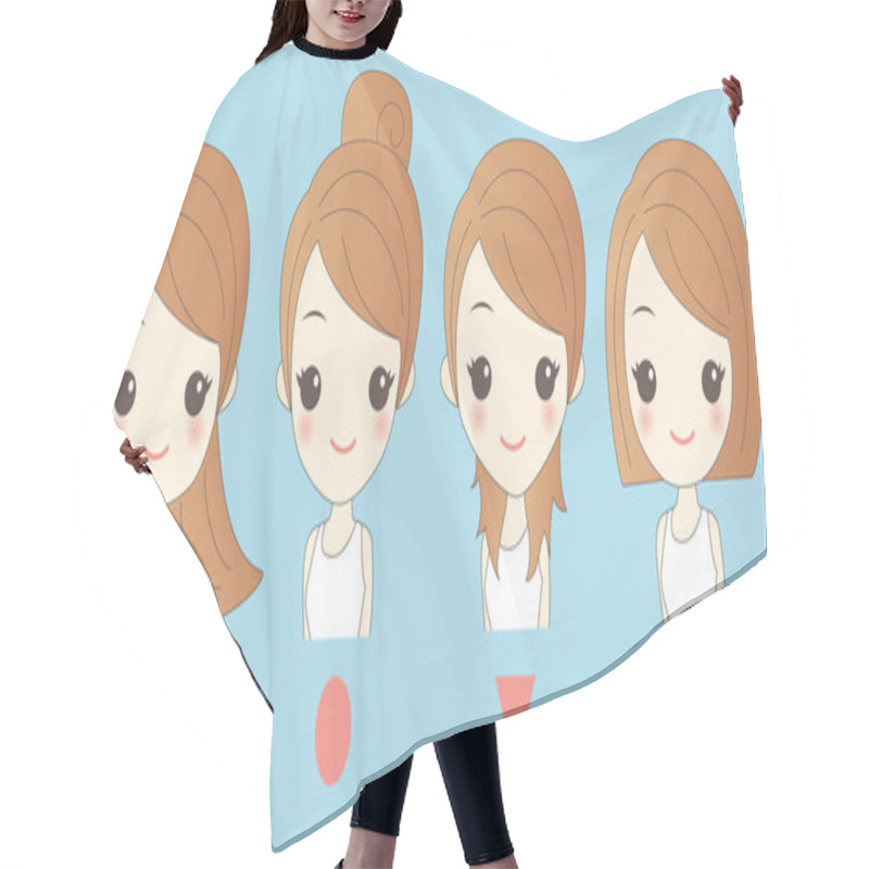 Personality   Different Cartoon Woman Face Hair Cutting Cape